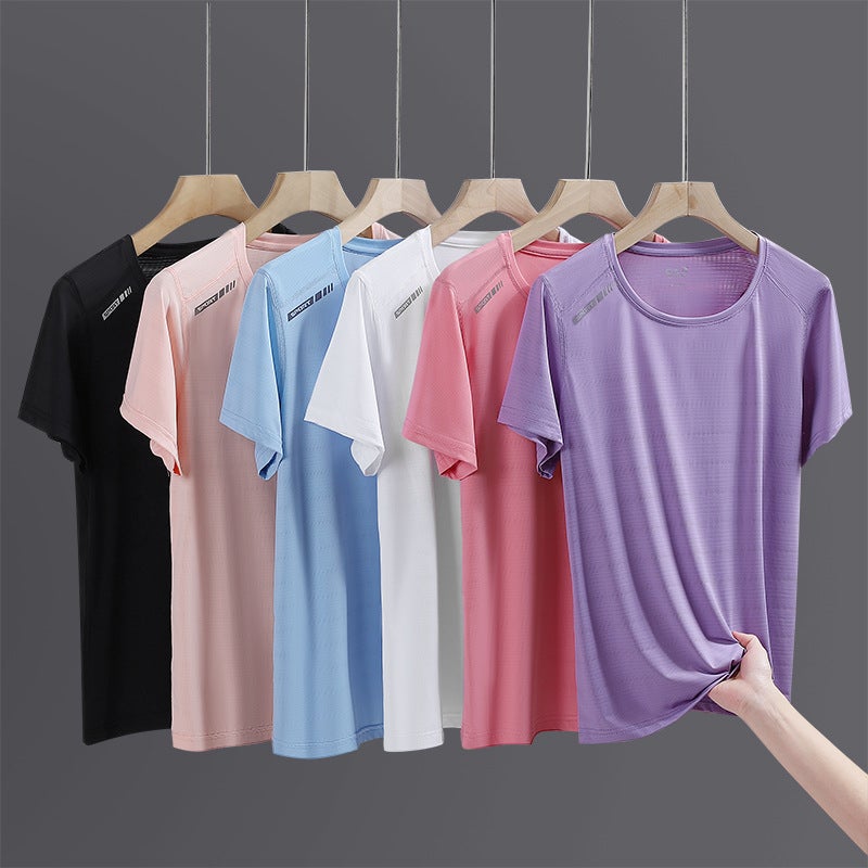 Selling Casual Round Neck Fashion Couples Short-Sleeved T-Shirt Plus Size Printed Ice Silk Breathable Top - Image 2